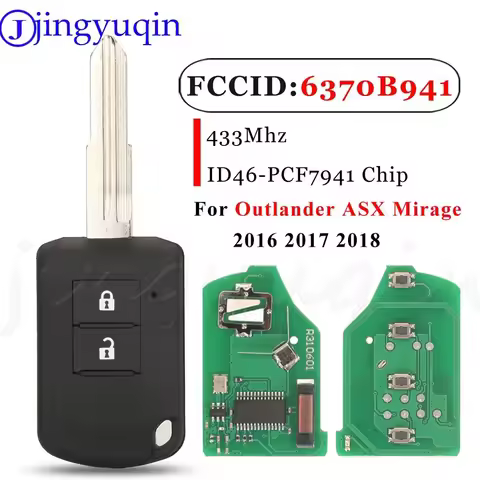 jingyuqin 2Buttons Car Remote Key Fob P/N: 6370B941 433MHz ID46 Chip For Mitsubishi ASX Mirage Outla
