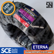 (1 ROLL/50 Meter) KABEL LISTRIK ETERNA NYYHY 2x0.75 fx 300/500 V  KABEL FLEXIBLE tembaga SERABUT