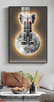 Tranh treo tường- Tranh Tráng Gương Gấu KAWS Gấu BearBrick- Bo viền cao cấp