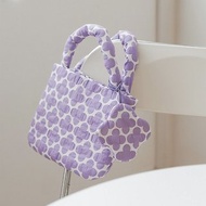 紫色花朵 棉花糖軟軟手提包 搭同款耳機包