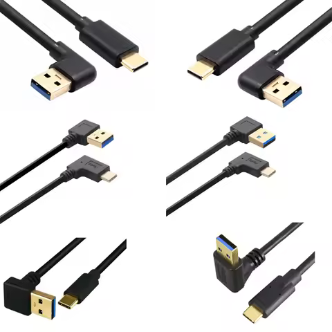 5Gbps 30cm 50cm 1m USB 3.0 Type A Male TO Type-c Male 90 Degree Left Angled to Right Angled Extensio