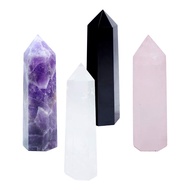 Set of 4 Natural Healing Crystal Wands, Height 2"-2.4" Single Point Healing Crystal Wand 6 Faceted R