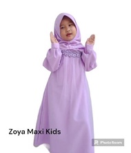 zoya maxi kids /gamis anak / pakaian muslim anak set/  gamis muslim anak / baju muslim murah / warna putih  moca  lilac pink abu lilac/terbaru/baju pesta anak