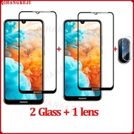 3 in 1 Tempered Glass For Huawei Y7A Y9S Y6S Y6 Y9 Y7 Prime Pro 2019 Nova 3i 7i 8i 5T 7 9 10 SE Honor X8 8X 10 P20 P30 Lite Y6 2018 Camera Lens Screen Protector