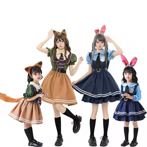 Halloween costume, Zootopia parent-child series, Nick, Judy, Rabbit, Officer cosplay, complete set