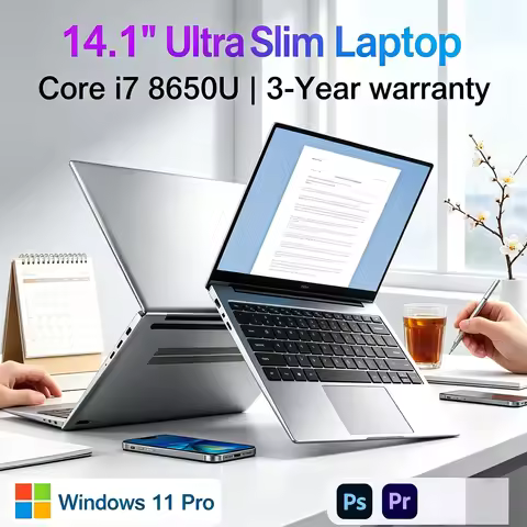 2026 Fashion Slim Laptop Windows 11 Pro Core I7-8650U Big Storage M.2 SSD Long Standby Travel Outdoo