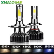 YHKOMS H4ลากรถ14000LM 80W,H1 H7 LED H8 H9 H11 4300K 5000K 6500K 8000K 25000K ไฟตัดหมอกอัตโนมัติ80W 16000LM 12V หลอดไฟ LED