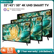 ทีวี 43 นิ้ว  Smart TV ทีวี 32 นิ้ว สมาร์ททีวี 4K UHD LED Android TV โทรทัศน์  รับประกัน Wifi/Youtub