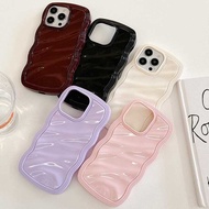 13 Foreign Trade Wave Pattern Two-in-One Phone Case Apple 16PRO Solid Color Protective Case 15PROMAX