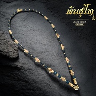 Black Ebony Wood Amulet Necklace Can Hold 9 Pieces Micron Gold Joint Decoration With Enamel Laser Be