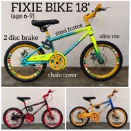 BASIKAL FIXIE 18' SESUAI BUDAK UMUR 6-9 KIDS RACING BIKE FIXIE DISC BRAKE