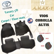 Toyota Luxury 5D Floor Mats Vios/ Corolla Altis Karpet Kereta