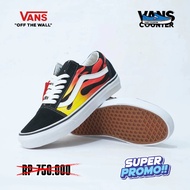 Vans Old Skool Flame Black White Red Flame Original!