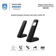 Philips Cordless Dect phone M4702B/90 |Twin Set | 4.6 cm backlit display | Low Radiation | Hands-free calls | Dot Matrix