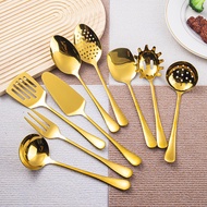 Oukeai Golden Stainless Steel Large Spoon Extended Hotel Buffet Service Spoon Public Spoon Soup Cola