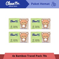 [ 4 PACK ] Clean Plus Bamboo Travel Pack Bear Tissue 70'S Bundling 4 Pack