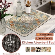 [24h shipping]Fast Dry Kitchen Countertop Mat Table Mat Sink Mat Sink Absorbent Mat Utensil Drying M