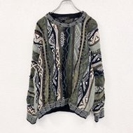 90年代二手Protege COOGI風格棉質針織衫，3D針織，復古款，滿版印花，顏色， L碼