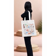 Line Style Taipei Map Canvas Bag/Shopping Bag/With Zipper Inner Bag