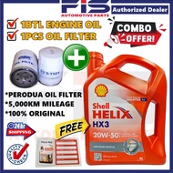 FIS Engine Oil Shell Helix HX3 20W50 4Liter lubricant For Car High Mileage Proton Wira Saga Iswara P