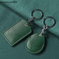 pingchuan888 1Pc Access Card Case Leather Card Holder Keychain Key Ring Door Lo Access Tags ID Card 