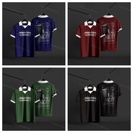 Retro Collar Jersey Custom Name and Number Sublimation Football Baju Raya 2024 Viral Tenacity Grid Short Sleeve Berkolar Baju Retro Collar Tshirt for Lelaki Perempuan Kanak Kanak