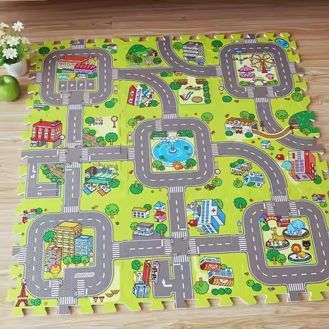 9pcs/lot Baby Play Mat Children Rug Soft Floor Toys Road Traffic Soft Floor Home Decor EVA Kids Foam