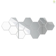 ☀[HOM]Flexible Reflective Hexagon Mirror Sheets Self-Adhesive Mirror Tiles Non-Glass Mirror Stickers for Home Decoration Daily Use Living Room Bathroom Countertop