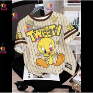 Summer Family Matching Casual Sports T-Shirt, 3D All Over Tweety Bird Cartoon Printed Short Sleeve T