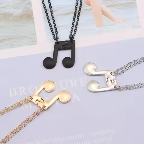 2Pcs/Set Best Friends Necklaces For Women Girls Musical Note Gold Pendant Friendship Forever BFF Cha