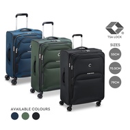 Delsey Paris Sky Max 2.0 55cm 4 Double Wheels Expandable Soft Trolley Case with  Zip Securitech &amp; TSA Lock - Black, Blue, Green (55cm/70.5cm/79cm)