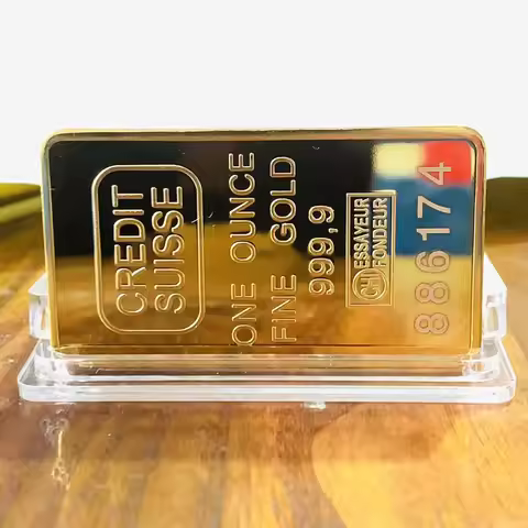 Custom Metal Badges 24k Gold Plated Laser Serial Number 50mm Swiss Bank Coin 999 Gold Bullion Bar Wi