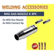 MIG WELDING GAS NOZZLE X 3PCS F.O.C 3X MIG 0.8MM CONTACT TIP