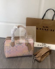 ✨Free SF Shipping | Coach Pastel Rainbow Signature Mini Boston Bag