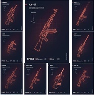 Cs Go Neon Weapons Ak47 Gun Poster Canvas Painting Shooting Game Gun Wall Picture For Army Fan Room 