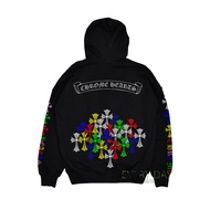 Jaket Hoodie Chrome Hearts Multycolor X Cross Cotton Fleece Hitam