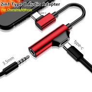 2 In 1 Connector Earphone Changer Dual Plug Adapter For Type-C Cable USB Type C To 3.5mm Jack AUX Au