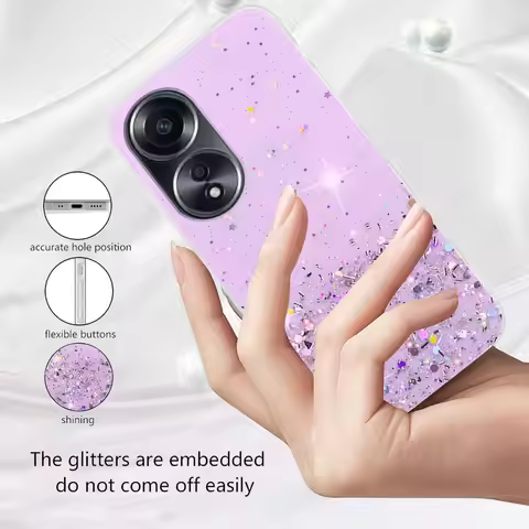 Case For OPPO A38 A18 A58 A78 A98 A79 A57 A77 5G A74 A54S A16 A17 Girly Glitter Sparkly Bling Bling 