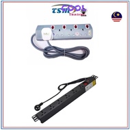 PP TSM Sirim 2 Meter 4 Gang UK Plug Server Rack 1U 13 Amp / 10A 1.2 Meter 1U 6 Gang / 10A 1.5 Meter 
