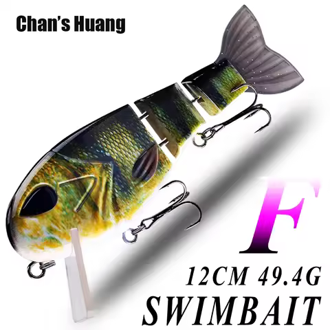 Chan's Huang 1PCS Square Bill Jointed Swimbait 12CM 49.4G Floating Wake Bait 3 Segments Fishing Lure