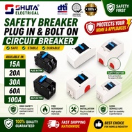 Safety Breaker w cover & socket Bolt on Circuit Breaker Aircon outlet Plug in 20A,30A,60A