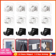 10PCS Punch-Free Adjustable Curtain Rod Holder - Multifunctional Self-Adhesive Towel Rod Bracket