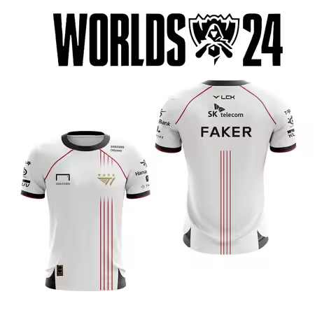 2024 New T1 Esports Team Uniform T-shirt League Of Legends World Finals Jersey T Shirt Lol Games Fak