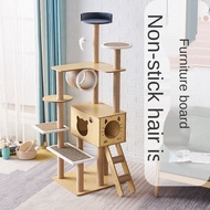 In stock❀✤✆Cat climbing frame, cat litter, cat tree, one wooden cat villa, small space capsule, cat claw board, sisal fo