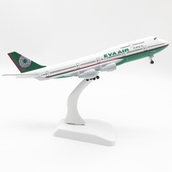 [20CM] EVA 747 Airplane Model (Air Craft Metal Model) With Wheels And Display Stand Beautiful Large 