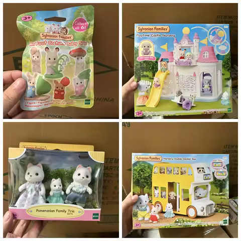 Sylvanian Families Figures cute Ternurineslimit Three rabbitsThree white cats Three pandas Family of