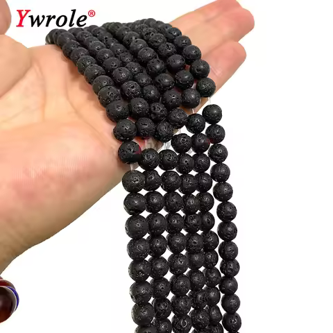 Natural Black Lava Stone Beads Loose AA Round Volcanics 4 6 8 10 12MM For Jewelry Making DIY Bracele