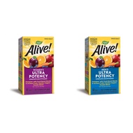Alive! Once Daily Multivitamin Bundle: Women's & Men's Ultra Potency, Food-Based Blends, 60 Tablets 
