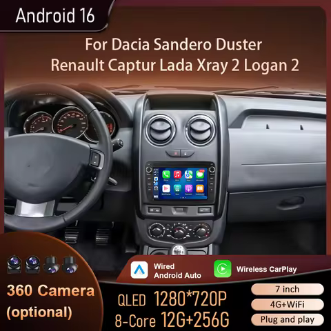 7" IPS Touch for Dacia Sandero Duster Renault Captur Lada Xray 2 Logan 2 Android16 BT 4G WiFi GPS DS