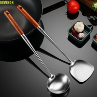 SEVENON Wok Shovel Chef Kitchenware Stainless Steel Lengthened Cooking Spoon